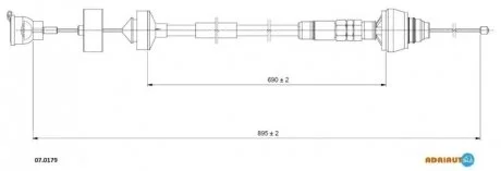 Трос педали сцепления CITROEN Berlingo gear BE 4R mod.03- / Partner gear BE4 mod.03- ADRIAUTO 070179