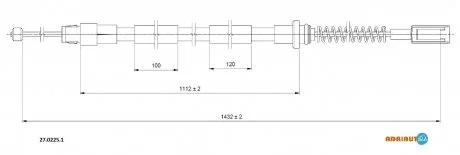Трос ручника MERCEDES Sprinter pt 5t double wheels левый=правый 06- / Crafter 50 pt. 5t double ADRIAUTO 2702251