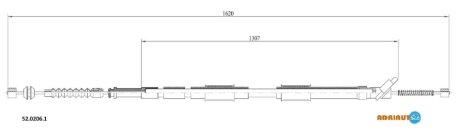 Трос стояночного гальма задн Лів (1580мм/1580мм) TOYOTA COROLLA 1.3/1.6/2.0D 07.92-04.97 ADRIAUTO 5202061