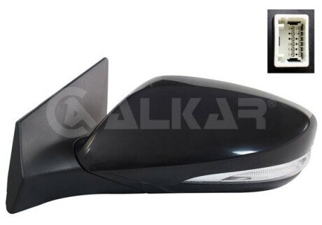Дзеркало в сборе, ліве,електр., випуклий + обогрів під покрас. + пок.поворот., 6 Pins, ALKAR 6125615 (фото 1)