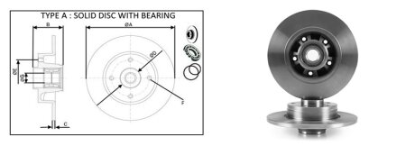 Диск гальмівний задній (з підшипником) Opel Vivaro/Renault Trafic 01- Aplus 61311BAP