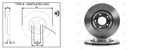 Диск гальмівний перед. Mitsubishi Outlander 2.0/2.4i 03>,3.0i16V/2.0TDi16V 06> Aplus 61407AP