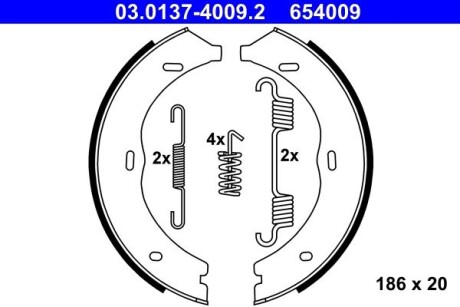 Колодки гальмівні барабанні к-кт ATE 03013740092 (фото 1)