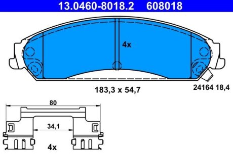 Комплект гальмівних колодок ATE 13.0460-8018.2