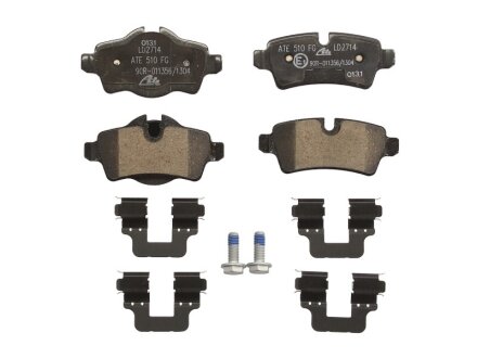 Керамічні гальмівні колодки задн (з комплектуючими з гвинтами гальмівного супорта), MINI (R56), (R57), (R58), (R59), CLUBMAN (R55), CLUBVAN (R55) 1.4-2.0D 09.06-06.15 ATE 13047027142 (фото 1)