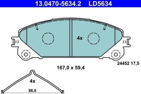 Колодки тормозные керамические LEXUS RX 3,5 09- ATE 13047056342 (фото 1)