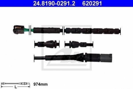 Датчик зносу гальмо.. [974mm] ATE 24819002912