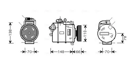 Компресор кондиціонера A4 II 19TDi 00-03 (вир-во AVA) AVA COOLING AIAK226
