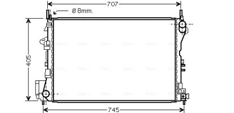 Радиатор 2.2i 16V, 3.2i 16V, 2.0DTi 16V, 2.2DTi 16V [OE. 1300245 - 24418341] AVA COOLING OL 2339 (фото 1)