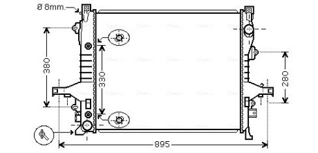 Радіатор, Система охолодження двигуна AVA COOLING VO2133 (фото 1)