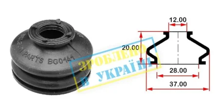 Пильовик (O D28хd12хH20) універсальний для кульової опори, рульового наконечника BELGUM PARTS BG0141 (фото 1)