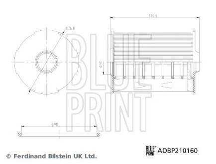 Фільтр масла з ущільнюючим кільцем BLUE PRINT ADBP210160