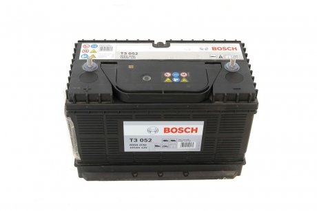 Акумулятор 105Ah-12v (T3052) (330x172x240), L, EN800 клеми тонкі по центру BOSCH 0092T30520 (фото 1)