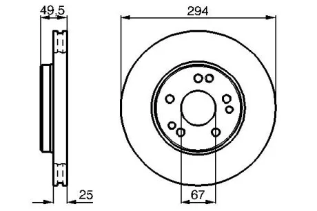 Тормозной диск MB W124 M104 передняя сторона BOSCH 0986478428