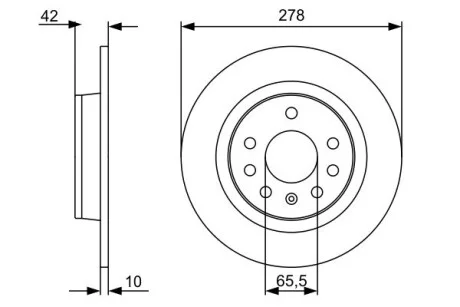 Тормозной диск CHEVROLET / OPEL Astra / Zafira / задняя сторона 1.6-2.2 04 -15 BOSCH 0986479515