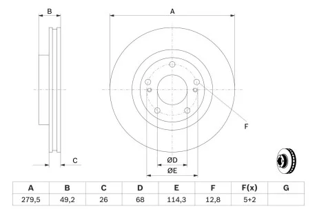 Тормозной диск NISSAN Maxima QX A32 передняя сторона 97 -00 BOSCH 0986479678