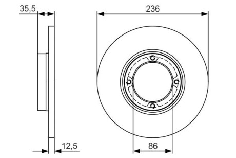 Тормозной диск DAEWOO Matiz передняя сторона 0,8-1,0 98 -10 PR2 BOSCH 0986479R81 (фото 1)