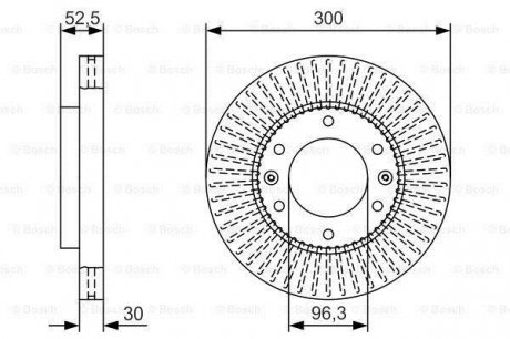 Тормозной диск DODGE / HYUNDAI H100 / H-1 / Starex передняя сторона 2,5 07 - BOSCH 0986479T88 (фото 1)