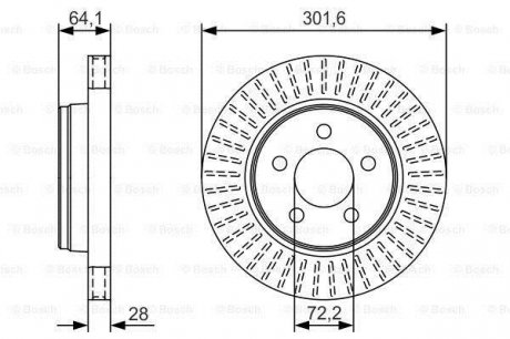 Тормозной диск DODGE Nitro передняя сторона 2,8-4,0 06 -11 BOSCH 0986479U04 (фото 1)