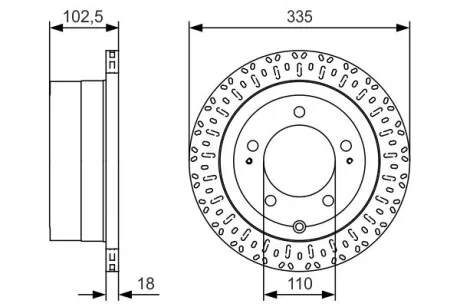 Тормозной диск TOYOTA Land Cruiser J6 / J7 / J10 задняя сторона 98 -07 PR2 BOSCH 0986479U32
