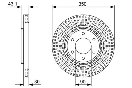 Тормозной диск NISSAN / INFINITI Armada / Titan / QX56 передняя сторона 5,6 03 -10 BOSCH 0986479V51