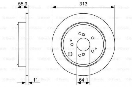 Тормозной диск ACURA / HONDA MDX / MR-V / Pilot задняя сторона 3,5 05 - BOSCH 0986479W23 (фото 1)