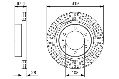 Тормозной диск TOYOTA Hilux / Fortuner передняя сторона 2,4-2,7 04 - BOSCH 0986479W47