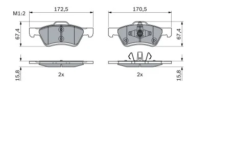 ГАЛЬМІВНІ КОЛОДКИ, ДИСКОВІ BOSCH 0986494960 (фото 1)