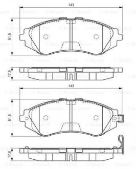 Тормозные колодки дисковые CHEVROLET / DAEWOO Nubira передняя сторона 1.6i-1.8i - 05 PR2 BOSCH 0986495059 (фото 1)