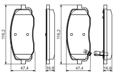 Тормозные колодки дисковые HYUNDAI / KIA i10 / Picanto передняя сторона 04 - PR2 BOSCH 0986495084 (фото 1)