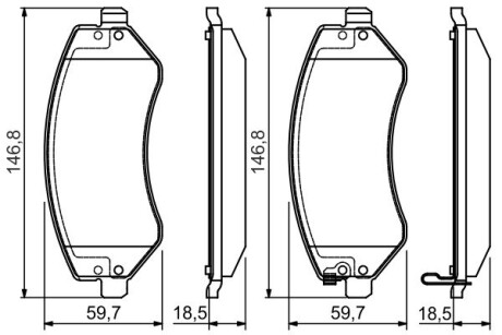 Тормозные колодки дисковые CHRYSLER / JEEP Voyager / Cherokee передняя сторона 01-08 PR2 BOSCH 0986495117 (фото 1)