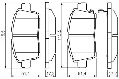 Тормозные колодки дисковые TOYOTA Soluna / Yaris / Corolla передняя сторона 1.0i-1.5i - 05 PR2 BOSCH 0986495242