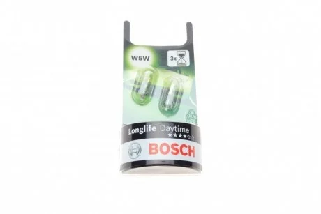 Автолампа Bosch Longlife Daytime W5W W2,1x9,5d 5 W прозрачная BOSCH 1987301052