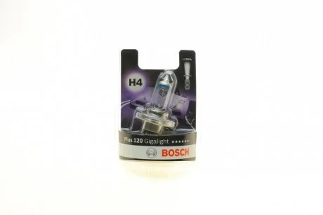 Лампа накалу H4 12V 60/55W P43t GigaLight +120 (blister 1шт) (вир-во Bosch) BOSCH 1987301109