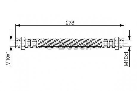 Гальмівний шланг 258mm HYUNDAI Getz RL RL02 -10 BOSCH 1987476850 (фото 1)