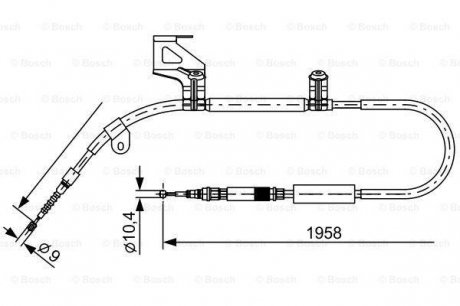 Тормозной трос 1958mm AUDI A6 задняя левая сторона 97 -04 BOSCH 1987477603 (фото 1)