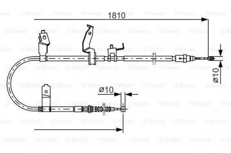 Тормозной трос (ручник) 1810mm MAZDA 5 правый 1,8-2,0 05 -10 BOSCH 1987482052 (фото 1)