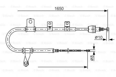 Тормозной трос 1650mm HYUNDAI Matrix задняя левая сторона 01 -10 BOSCH 1987482074