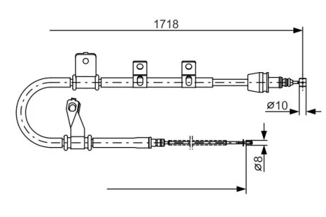 Тормозной трос 1718mm HYUNDAI Matrix задняя правая сторона01 -10 BOSCH 1987482075