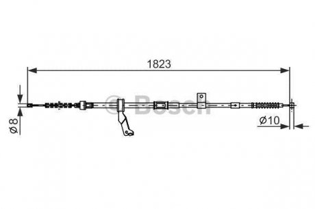 Тормозной трос 1823mm TOYOTA Avensis T25 задняя правая сторона BOSCH 1987482297 (фото 1)