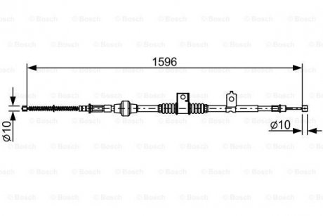 Трос ручника Mitsubishi Lancer X задняя левая сторона 07 - BOSCH 1987482520 (фото 1)