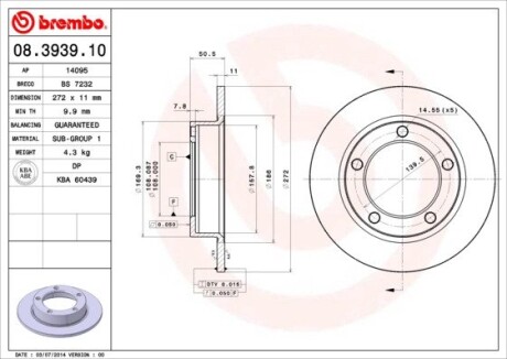 Гальмівний диск BREMBO 08.3939.10