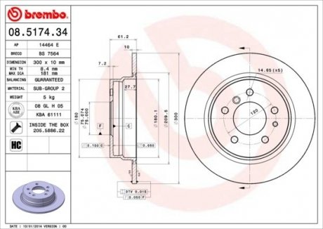 Гальмівний диск BREMBO 08.5174.34