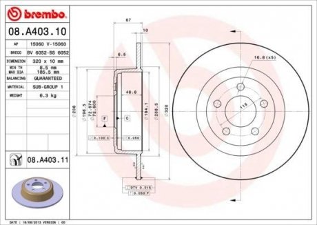 Гальмівний диск BREMBO 08.A403.11