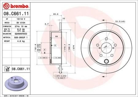 Тормозной диск BREMBO 08.C661.11 (фото 1)