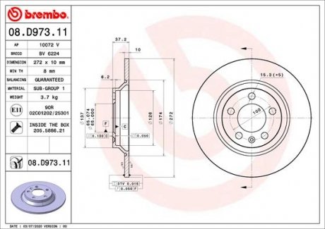 Гальмівний диск BREMBO 08.D973.11