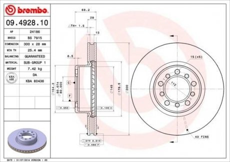 Тормозной диск BREMBO 09.4928.10 (фото 1)