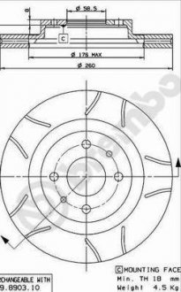 Тормозной диск BREMBO 09.8903.75 (фото 1)