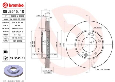 Гальмівний диск BREMBO 09.9545.10