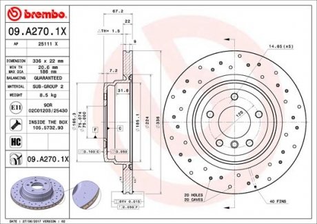 Тормозной диск BREMBO 09.A270.1X